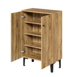 Abrihome Modern 2-Door Shoe Cabinet, Large Capacity Hallway Storage With Decorative Top, Wood - thumbnail 3
