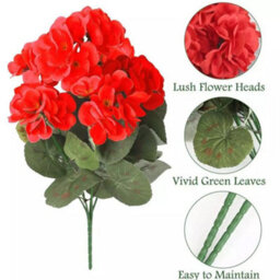 2 Pack Artificial Geranium Flowers For Outdoor Use - Red - Artificial The Home And Kitchen - thumbnail 7
