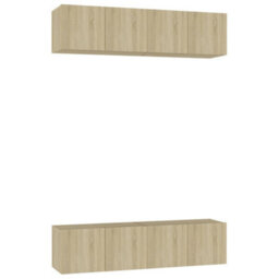 Berkfield Tv Cabinets 4 Pcs Sonoma Oak 60X30X30 Cm Engineered Wood - thumbnail 2