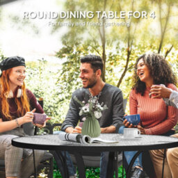 Wyld Haus Reka Round 96.5Cm Glass Top Outdoor Dining Table With Parasol Hole - Black - thumbnail 6