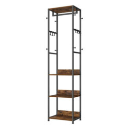 Ledrem Urban Clothes Rack Stand Hall Tree With Rail Adjustable Hooks 4 Shelves Steel Frame Beige 171.8X40Cm Assembly Kit - thumbnail 2