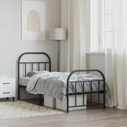 Berkfield Metal Bed Frame With Headboard And Footboard Black 75X190 Cm - thumbnail 3