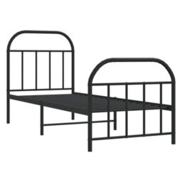 Berkfield Metal Bed Frame With Headboard And Footboard Black 75X190 Cm - thumbnail 5
