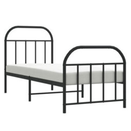 Berkfield Metal Bed Frame With Headboard And Footboard Black 75X190 Cm - thumbnail 4
