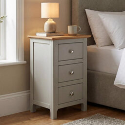 Fwstyle Taberno 3 Drawer Bedside Table Chest Nightstand Sage Green & Oak (H) 58 (W) 34 (D) 35Cm - thumbnail 3