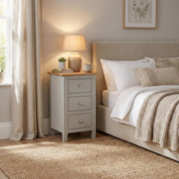 Fwstyle Taberno 3 Drawer Bedside Table Chest Nightstand Sage Green & Oak (H) 58 (W) 34 (D) 35Cm - thumbnail 2