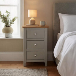 Fwstyle Taberno 3 Drawer Bedside Table Chest Nightstand Sage Green & Oak (H) 58 (W) 34 (D) 35Cm - thumbnail 4
