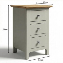 Fwstyle Taberno 3 Drawer Bedside Table Chest Nightstand Sage Green & Oak (H) 58 (W) 34 (D) 35Cm - thumbnail 8