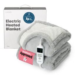 Livivo Premium Sherpa Heated Throw Grey Electric Blanket With 10 Heat Levels 9 Hour Timer Auto Shut Off Washable Design And Safety - thumbnail 1