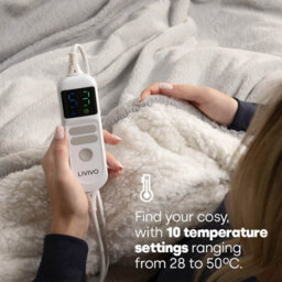 Livivo Premium Sherpa Heated Throw Grey Electric Blanket With 10 Heat Levels 9 Hour Timer Auto Shut Off Washable Design And Safety - thumbnail 3