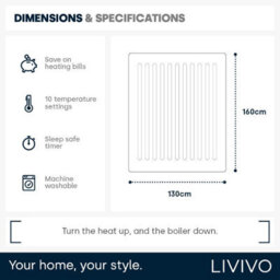 Livivo Premium Sherpa Heated Throw Grey Electric Blanket With 10 Heat Levels 9 Hour Timer Auto Shut Off Washable Design And Safety - thumbnail 8