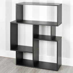 Urbn-Living Urbnliving Height 100Cm 5 Section Modern Side Display Unit Colour Black Wooden Bookcase Furniture Bedroom Cubed - thumbnail 3