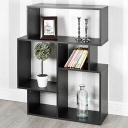 Urbn-Living Urbnliving Height 100Cm 5 Section Modern Side Display Unit Colour Black Wooden Bookcase Furniture Bedroom Cubed - thumbnail 2