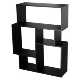 Urbn-Living Urbnliving Height 100Cm 5 Section Modern Side Display Unit Colour Black Wooden Bookcase Furniture Bedroom Cubed - thumbnail 1