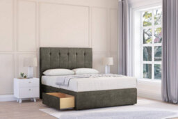 "Sloomy Highbury Pewter Dumfries Divan Bed With Mattress 2 Drawers Same Side With 26"" Strutted Headboard 3' Single" - thumbnail 2