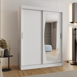 Arte Rossa Sliding Door Wardrobe 150Cm White - Sleek Storage For Compact Bedrooms - thumbnail 2
