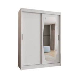 Arte Rossa Sliding Door Wardrobe 150Cm White - Sleek Storage For Compact Bedrooms - thumbnail 1