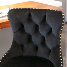 HomeTouch Set Of 4 Luxury Black & Gold Velvet Swivel Bar Stools - thumbnail 5