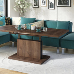 Heze Furniture Astrid 80 - 2 In 1 Extending Coffee / Dining Table - Brown Oak - thumbnail 5