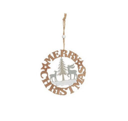 Premier Decorations Limited Set Of 2 Wooden Merry Christmas Wreath Tree Decorations 12Cm - thumbnail 3