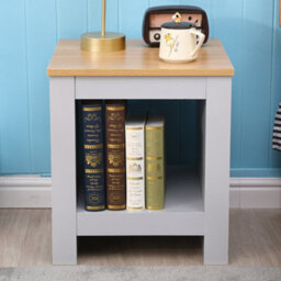 Furniturehmd Wooden Lamp Table Small Side Table With Storage Shelf Coffee Table Bedroom Bedside Table Nightstand - thumbnail 2