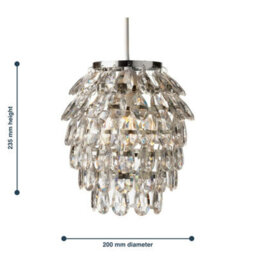 First Choice Lighting Set Of 2 Pineapple Chrome And Clear Jewelled Pendant Lightshades - thumbnail 7