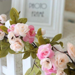 Living And Home 7Ft Light Pink Artificial Rose Vine Garland Faux Hanging Flower String For Wedding Arch Wall Decor - thumbnail 4
