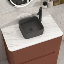 Royal Bathrooms Venice 800mm Terracotta Clay Freestanding Bathroom Countertop Vanity Unit 2 Drawer With Art Square Basin - thumbnail 6