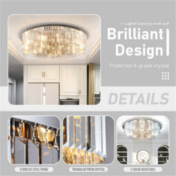 Vrygle Luxury 4-Tiers Modern Crystal Flush Mount Chandelier Pendant Lamp Ceiling Light,60Cm - thumbnail 5