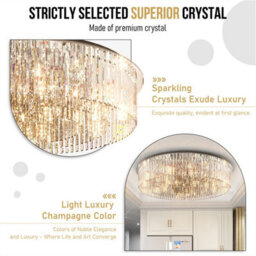 Vrygle Luxury 4-Tiers Modern Crystal Flush Mount Chandelier Pendant Lamp Ceiling Light,60Cm - thumbnail 3