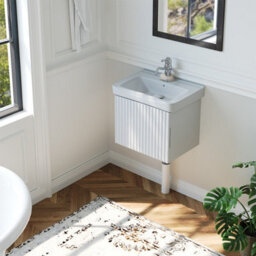 Living And Home White Bathroom Vanity Unit With Integrated Ceramic Basin & Storage Shelf - thumbnail 3