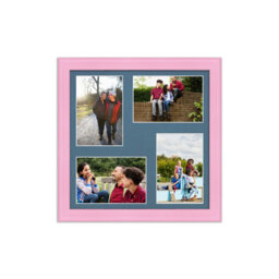 AK Frames 12X12 Pastel Pink Classic Multi Photo Frame With Pompadour Mount - Holds 4 Apertures (4X) 6X4 Photos - thumbnail 1