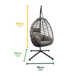Gardenwize Chrysalis Hanging Egg Chair With Cushions - thumbnail 2