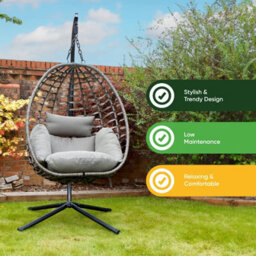 Gardenwize Chrysalis Hanging Egg Chair With Cushions - thumbnail 3