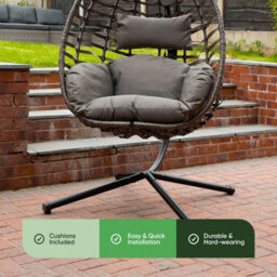 Gardenwize Chrysalis Hanging Egg Chair With Cushions - thumbnail 5