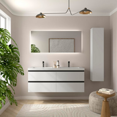 Cygnus bath Bequia Metal Vanity Unit 140Cm Matt White Toscana Basin Mineral Composite - image 1