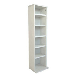 White 6-Tier Wooden Cd Dvd Media Storage Rack Unit Tower Display Rack Freestanding - thumbnail 1