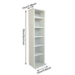 White 6-Tier Wooden Cd Dvd Media Storage Rack Unit Tower Display Rack Freestanding - thumbnail 2