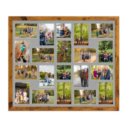 AK Frames 80X70Cm Rustic Oak Modern Multi Photo Frame With Silver Mount - Holds 20 Apertures (18X) 6X4, (2X) 4X4 Photos