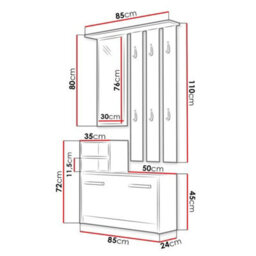 Kolom Shoe Cabinet With Hangers Modern Anteroom Sonoma Oak - thumbnail 4