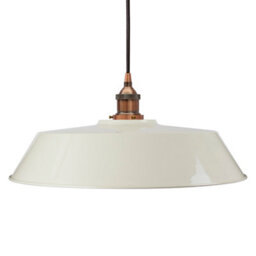 Clay White Large Chancery Painted Dome Pendant Light With Antique Copper Lamp Holder And Black Round Cable - Se Home - thumbnail 1
