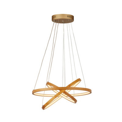 Lighting Collection Northlake Natural Bamboo 3 Ring Led Pendant - image 1