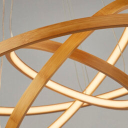 Lighting Collection Northlake Natural Bamboo 3 Ring Led Pendant - thumbnail 3