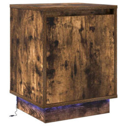 Berkfield Modern Bedside Cabinets With Led Lights 2 Pcs Smoked Oak 39X34,5X50 Cm - thumbnail 7