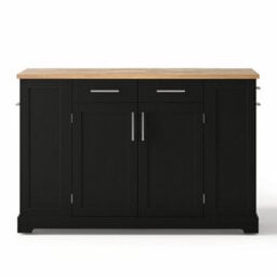 Abrihome 138Cm Large Kitchen Island With Folding Worktop, Power Outlet & Pull-Out Trash Bin, On Wheels - thumbnail 8