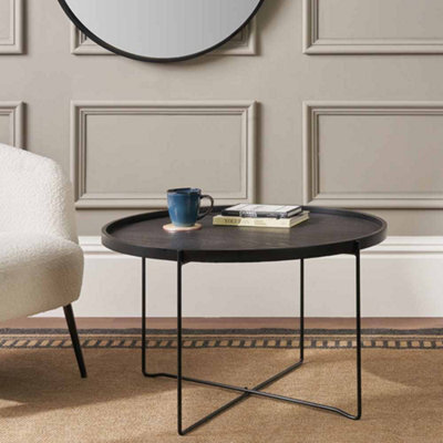 Pacific Lifestyle Voss Black Wood Veneer And Black Metal Coffee Table - image 1