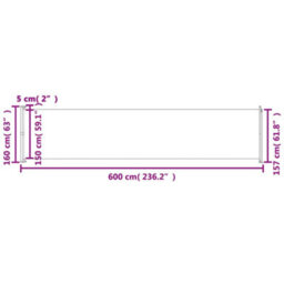 Walplus Patio Retractable Side Awning Garden Sun Shade Canopy Gazebo For Back Door, Porch, Patio 600X160 Cm Brown - thumbnail 8