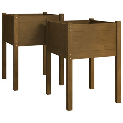 Berkfield Durable Garden Planters 2 Pcs Honey Brown 50X50X70 Cm Solid Pinewood - image 1