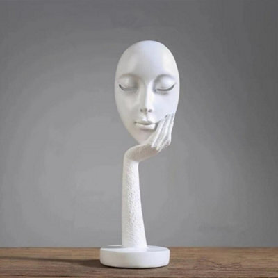 Living And Home White Abstract Resin Woman Face Statue Home Tabletop Decoration 14 Inch - image 1