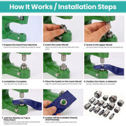 Neel Blue 10mm Eyelets Grommets Fixing Dies Set For Green Machine Hand Press, Eyelets Fixing Tool - thumbnail 5